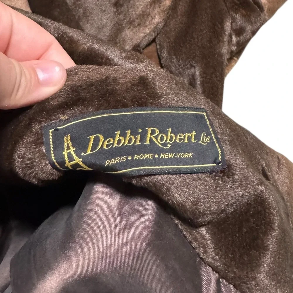 Vintage Debbi Robert Ltd France Made Double Breasted Faux Fur Overcoat Women's 4